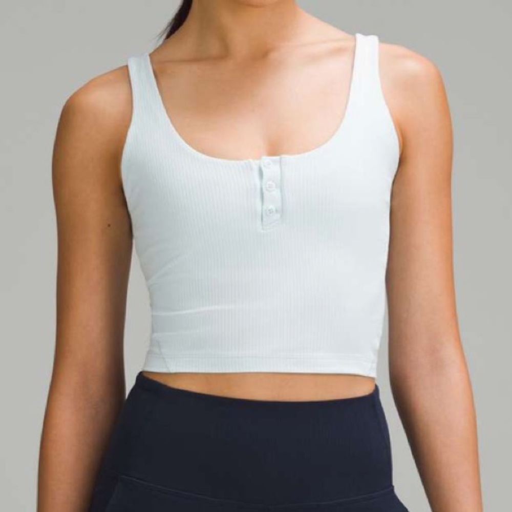 lululemon athletica Ribbed Henley Crop Tank - Light Blue